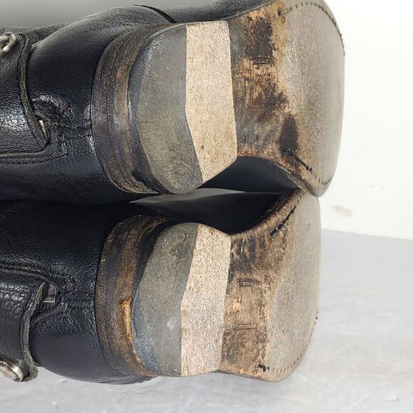 FRYE Women's Melissa Back Zip US 7,5B Black Leather Button Tall Riding Boots - Picture 15 of 16